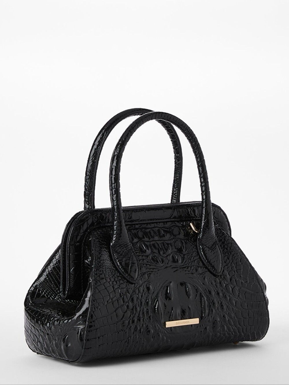 Brahmin Black Patent Layla Melbourne Croc-Embossed Top-Handle Bag - Picture 4 of 4